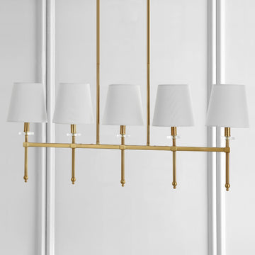 Sophie 38.5" Modern Midcentury Iron Linear LED Pendant - JONATHAN Y